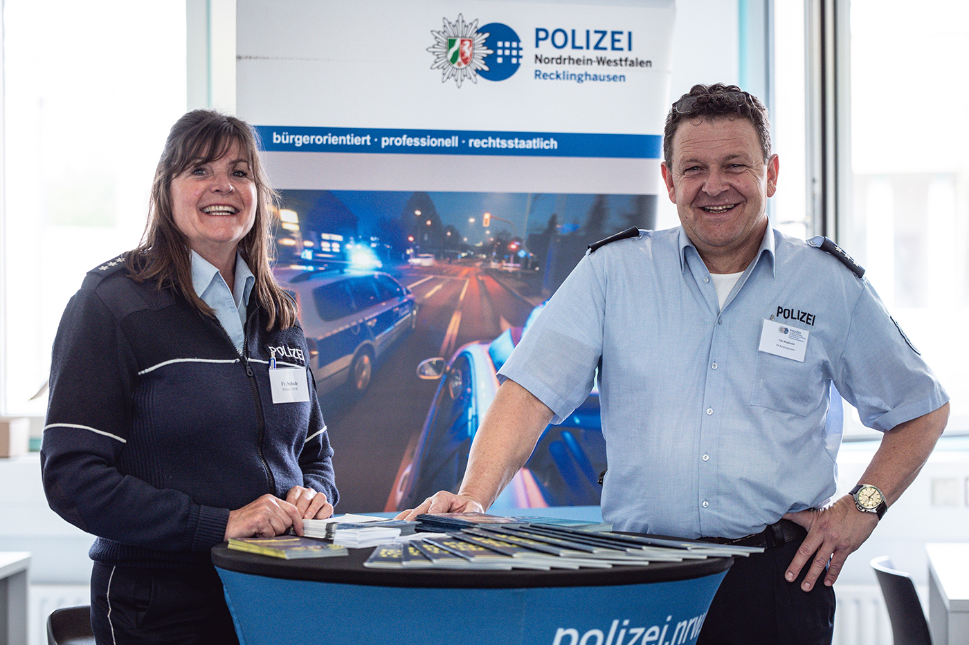 Eva Schulz und Udo Reglinski, die Einstellungsberater des Polizeipräsidiums Recklinghausen.
