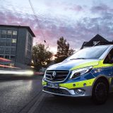 Ein Streifenwagen steht vor dem Recklinghäuser Polizeipräsidium am Westerholter Weg.
